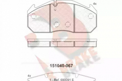 R BRAKE rb1040 -  Комплект тормозных колодок, дисковый тормоз